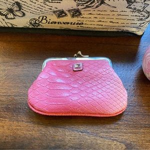 Tommy Hilfiger Pink Leather Snakeskin Coin Purse